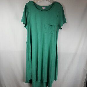 LuLaRoe Green Midi High Low Shrt Slv Womens Dress Sz Large